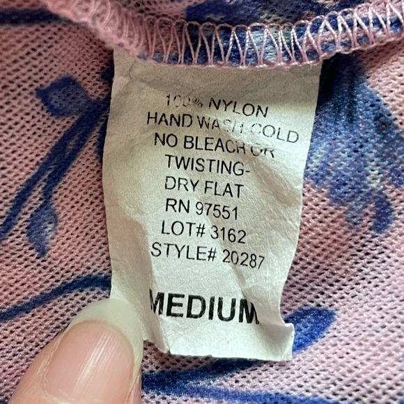 Y2K Double Mesh Sheer Pink Floral Printed Babydoll Top Medium Fairycore Feminine - Picture 5 of 7